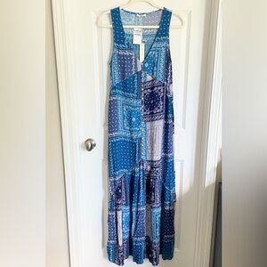 Lovestitch Patchwork Blue Maxi Dress